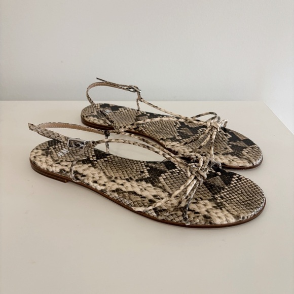 H&M Snakeprint Python Strappy Sandals Size 40 or US 9 Beige Tan Black - Picture 4 of 5